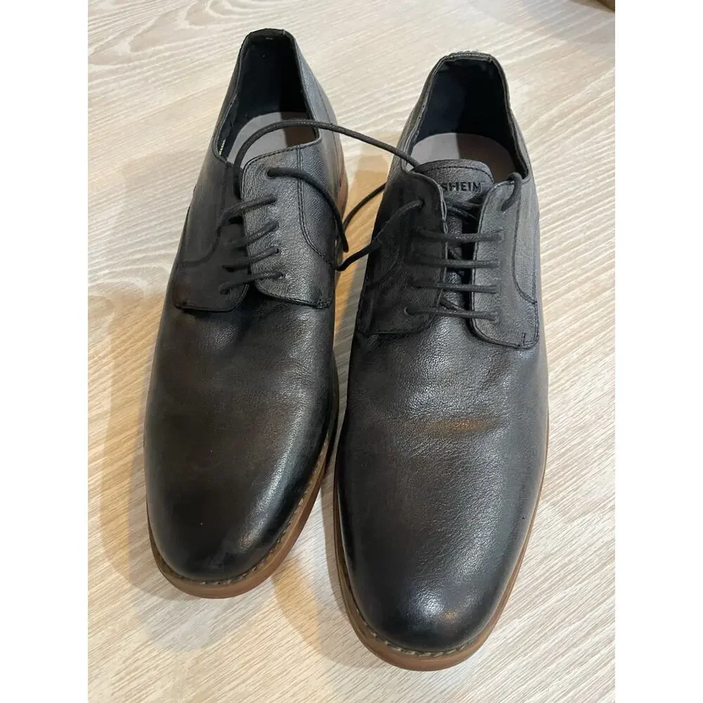 New Florsheim Black Plain Toe Lace-Up Leather Oxford Men 8 D/ 15084-001 RET $130